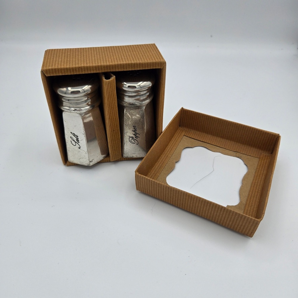 Pottery Barn Antique Silver Plated finish Salt & Pepper Shakers New In Box